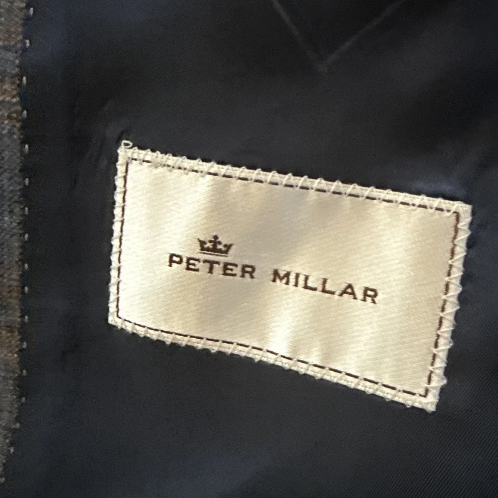Peter Millar Sport Coat 48T Loro Piana Summer Wool Silk Linen Blue Plaid Blazer